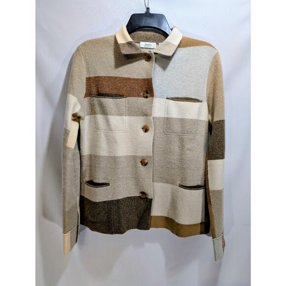 Neiman Marcus 100 Percent Cashmere Colorblock Cardigan Jacket Size Small - Picture 1 of 6